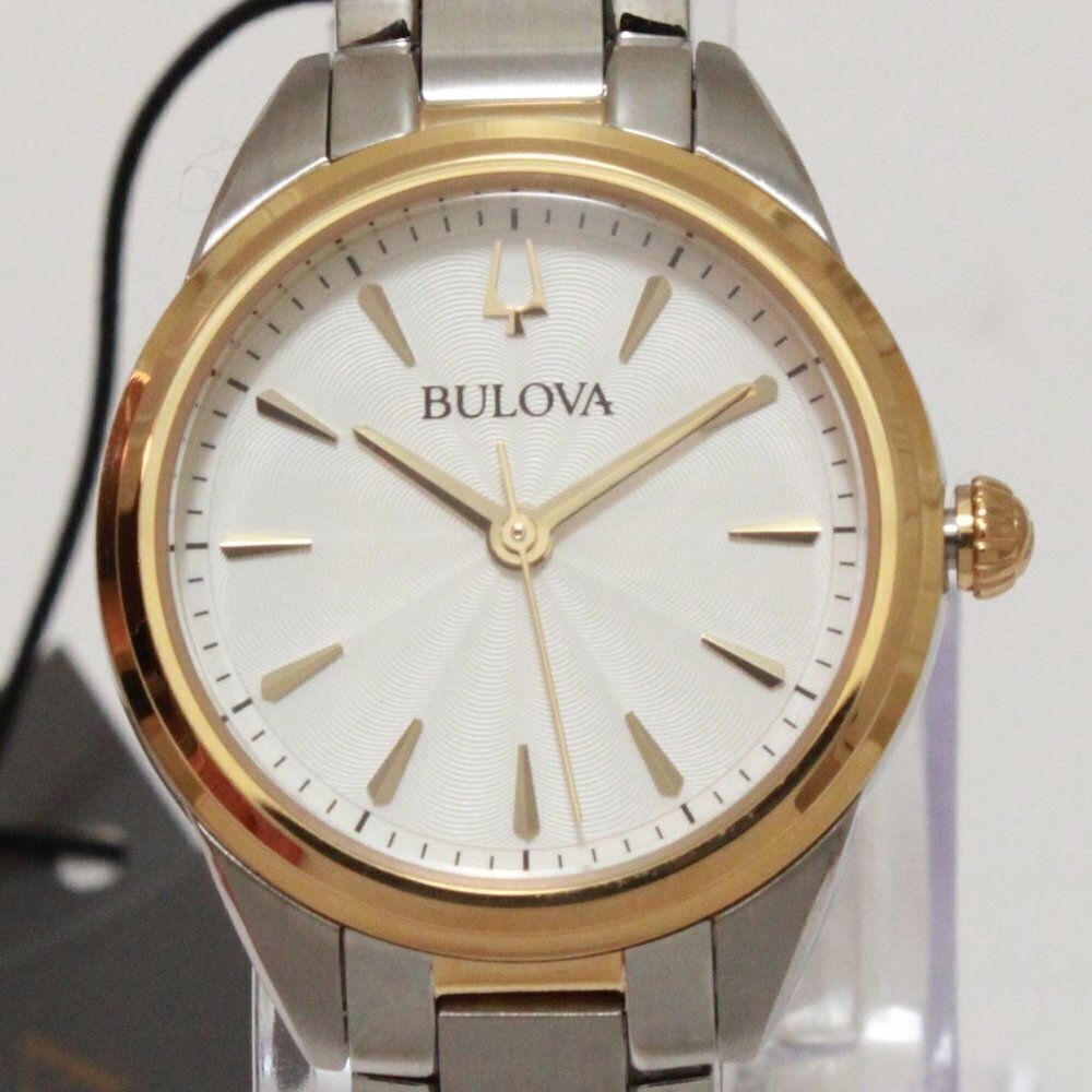 Bulova Ladies Sutton Classic Quartz Watch Two Tone Silver Dial 28mm - Picture 9 of 14